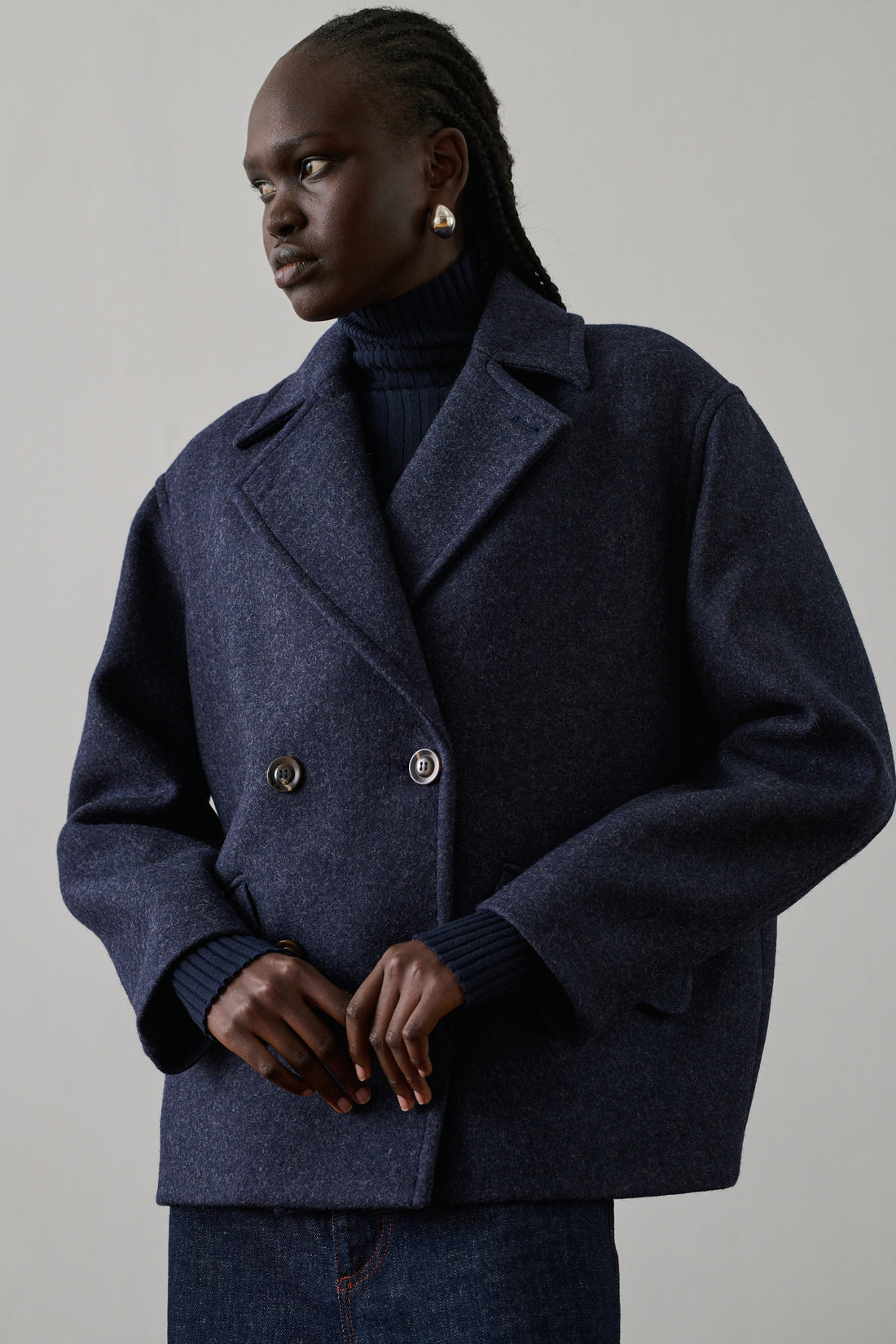 Caban Constant - Navy Chiné - Laine - Femme