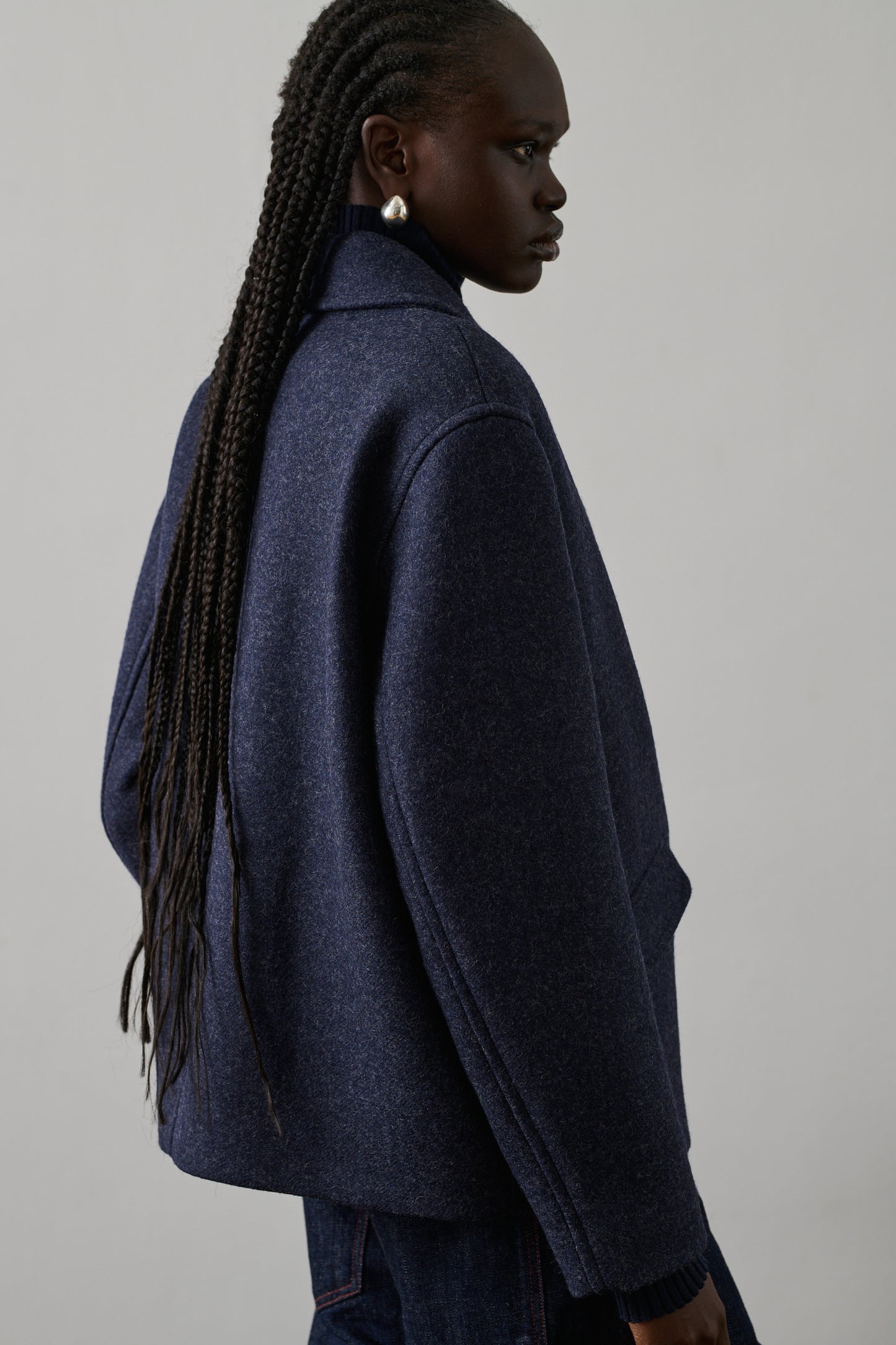 Caban Constant - Navy Chiné - Laine - Femme